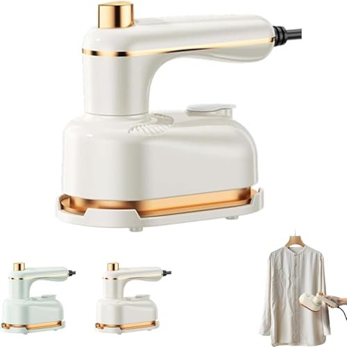 Mini fer a Repasser Couture, Mini fer à Repasser de Voyage Portable, 180 Degrés Pliable Fer à Vapeur, 2 en 1 Humide et Sèche Machine à Repasser pour Voyage à Domicile à Vapeur Rapide 20s (Blanc)