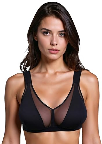 Vivisence Sujetador Sin Aros Mujer Copas Suaves Soporte Lateral Comodidad Diaria, Negro,100C
