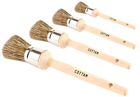 COTTAM Chalk & Wax Brush Set (Pack of 4) - For Shabby Chic, Upcycling and Restoration Projects Natural