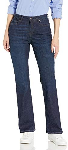 Amazon Essentials Jeans Elasticizzati a Vita Media Bootcut Vestibilità Aderente - colori fuori produzione Donna, Delavé Scuro, 44
