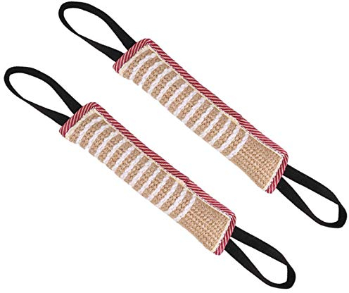ADAKEL 2 Stück Beisswurst für Hunde, Jute Beisswurst mit 2 Griff, Tauziehen und Zerrspiele für Hunde Training K9 IGP IPO Obiedence Schutzhund Hundesport