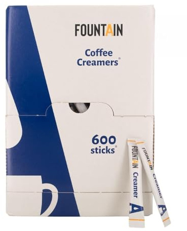 Fountain – Bustine di latte in polvere – Monodosi da 2,5 g in una scatola dispenser – per una tazza di caffè o tè – 2,5 g × 600 bustine