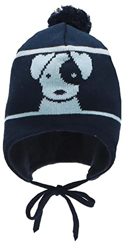 Sterntaler Berretto con Pompon per Bambini, Colore Blu Marino, Taglia 43