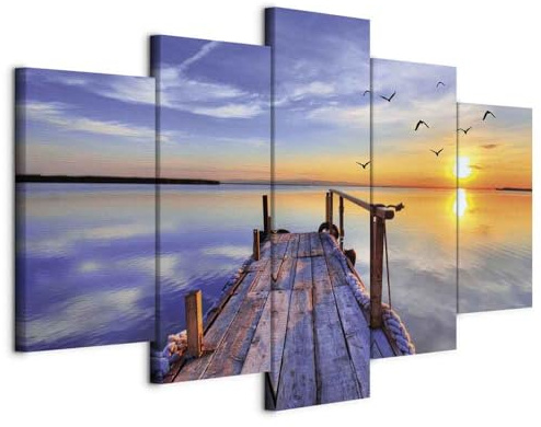 B&D XXL - Quadro 5 Pezzi - Stampa su Tela Canvas con Struttura - Quadri Componibili Moderni Soggiorno Grandi - Murale Arte Decorazioni da Parete Decori -