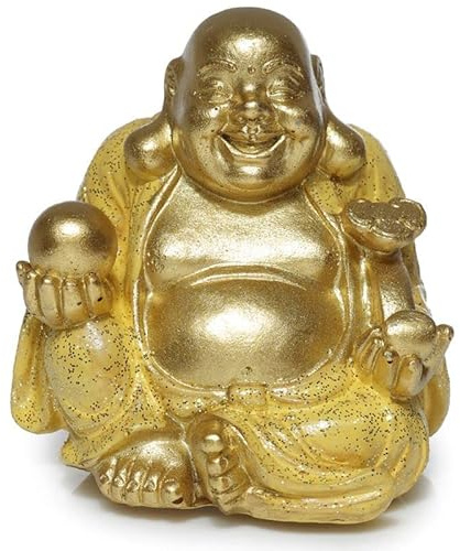 Valmoni Sport Figura di Buddha Cinese Che Ride della Fortuna con Purpurina Fortuna Grasso Decorazione (Giallo)