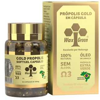 6 Bottles of Wax Green Bee Propolis N91 Gold Capsules 500mg (90 Capsules)