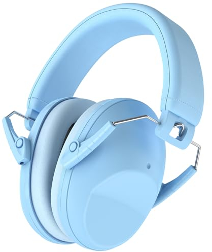Procase Casque Anti Bruit Enfant, Casque Pliable Réglable Confortable, avec Une Atténuation de NRR 22dB, Serre-tête Souple pour Milieu Bruyant ou Stressant -Bleu Ciel