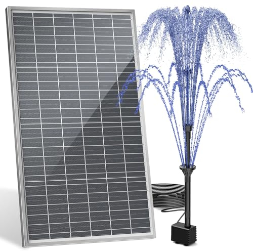 AMZtime 20W Solar Springbrunnen für Außen, Aufgerüsteter Solarbrunnen für Draussen, Solar Teichpumpe für Außen,Solarpumpe für Vogeltränke, Teich,Garten,Außen und Drinnen,DIY-Wasserspiel