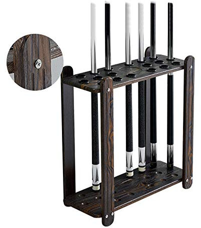 Agashi Billardstockständer, Kugel Queue Ständer,Ooker Queue Ständer Für 18 Pool Billard Stöcke, Freistehende Aufbewahrung Billard Pool Stöcke Halterung/Black/L60Cm-H60Cm-W25Cm