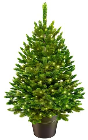 ArtiTree - Künstlicher Weihnachtsbaum 60cm im Topf mit LED - Christmas Tree für Innen und Außen, Kunstlich Baum für Weihnachtsdeko, Realistische Optik