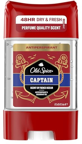Old Spice Captain Antiperspirant Roll On Deodorant Clear Gel Stick for Men, Perfume Quality Scent & 48H Dry and Fresh, Anti-White Mark Technology, 70ml