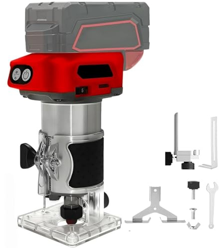 Kabelloser Oberfräse, kompatibel mit Milwaukee 18 V Akku, bürstenloser Handflächentrimmer-Oberfräse, 30000 U/min, 800 W, für Holzarbeiten, Schlitzen, Trimmen, Schnitzen, 6,35 mm Spannzange (nur Körper