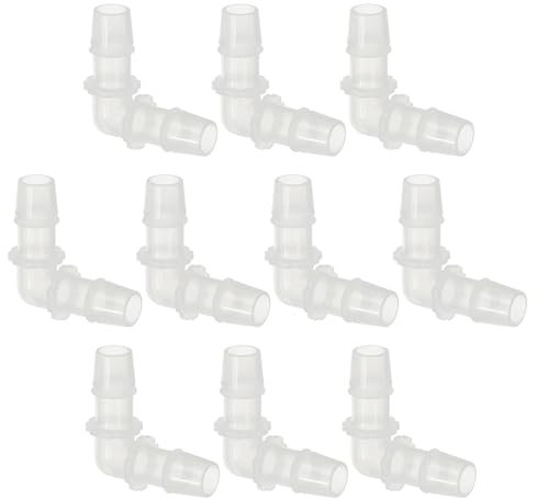 PATIKIL 1/2 Raccord en Plastique coude à 90 degrés, 10 Pack Raccords en L-Barb 2 Voies Connecteur de jonction égal à Barbes Mender pour Aquarium Carburant gaz Liquide air