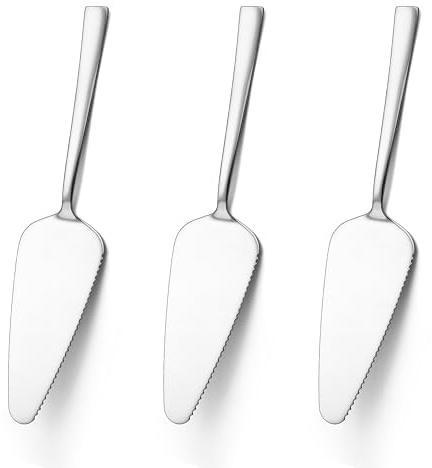 Herogo Tortenheber aus Edelstahl, 3 Stück Tortenschaufel Kuchenheber mit gezackten Kanten zum Servieren von Torten und Kuchen, Ideal für Paries, Küche, Hochzeiten, Metall Silber & Spülmaschinenfest