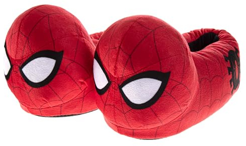 Josmo The Amazing Spiderman Slippers for Men - Indoor House Shoes Cozy Plush Thick Slippers - 3D Spidey Red (Sizes: 7-8 Adults)