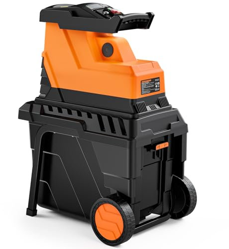 DOVAMAN GT10 Wood Shredder, 2500W Brushless Motor, Low Noise, 8-Tooth Roller Blade, Adjustable Clearance, Shreds Dry Branches up to 40mm, 55L Box, Garden Shredder w/Overload Protection