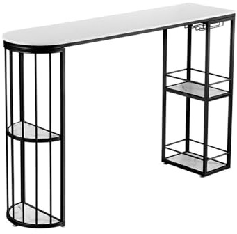 Bartabeller Enkelt öppet barbord i marmor med förvaringslampa Lyxigt skiljeskåp köksmatbord Bar Bordets Högbord(Svart,140 * 40 * 105cm)