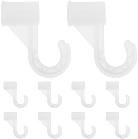 Parliky 10 unidades de soportes para barra de ropa de color blanco, diámetro de tubo de plástico estable, soporte final para armario de estudiantes, fácil montaje, versátil para dormitorio y cuarto de