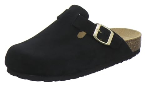 AFS-Schuhe 2900 Orthopädische Damen-Clogs mit verstellbarem Leder-Fußbett für optimales Wohlbefinden (39 EU, schwarz Velour)