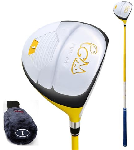 Clubs de golf en bois pour droitier junior, garçons et filles, pilotes de golf hybride en fer et bois de fer, tige en carbone avec couvre-tête (jaune, pour enfants de 3 à 5 ans, #1)