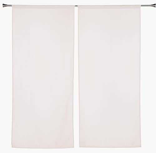 LINDER Voilage Paire de Vitrage - Passe Tringle - Écru - 60x140cm - 100% Polyester - Certifié Oeko -TEX - Tissé et Teint en France - Collection Etamine Givrée