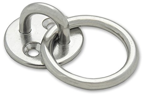 Docks, Lot de 2 platines rondes avec anneau mobile, Acier inoxydable, Diam. fil 5 mm, Diam. intérieur anneau 30 mm, Diam. platine 33 mm, Gris