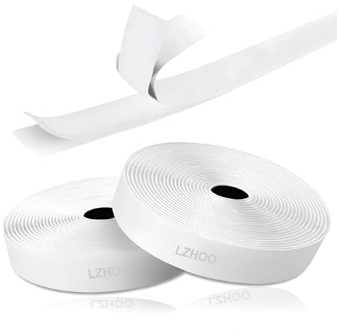 LZHOO™ Double Sided Hook and Loop Tape | 16.4FT X 2CM | Strong Double Sided Adhesive Tape Heavy Duty, for Home and Office Use, Versatile Mounting Solution (White)