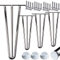 STAHLIA Haarnadel Tischbeine Möbelfuß Höhe 30cm Chrom (4er SET) 3 Streben Ø12mm Tischgestell Hairpin Leg Möbelfüße Schalldämmung inkl. Bodenschoner