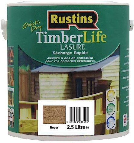 Rustins - Tinte para madera - exterior - Protección UV y 5 AÑOS - Nuez - 12m²/L - 2.5 Litre (TLWA2500FR)