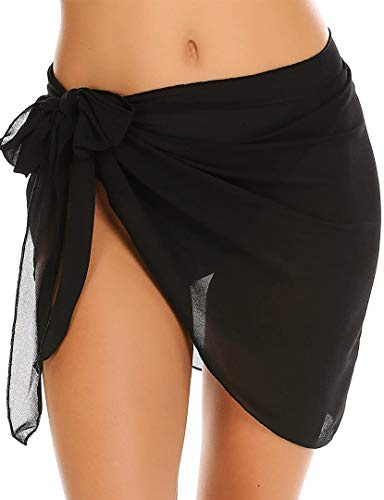 JFAN Women Swimsuit Wrap Dress Skirt Swimwear Chiffon Shawl Beach Sarong Bikini Cover Up Sarong Skirt Tropical(A,One Size)