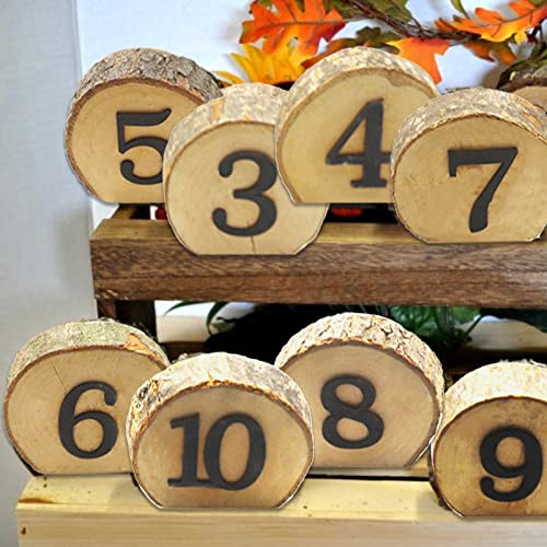 Andoer Wedding Table Number, 10Pcs/1-10 Wooden Table Numbers Blocks Rustic