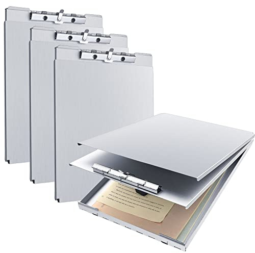 Henoyso Metal Storage Clipboard Bulk Heavy Duty Aluminum Clip Board for Teacher Contractor Medical Construction Office School Classroom, 12.6x9.2x1 Inch, Fit Letter Size 8.5x11 Inch Paper(4 Pcs)