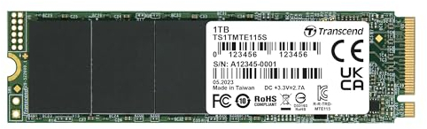 Transcend 1TB MTE115S M.2 2280 PCIe Gen3 x4 NVMe SSD, 3D NAND Flash, Low Power Consumption, for Laptop/Desktop/Gaming -TS1TMTE115S