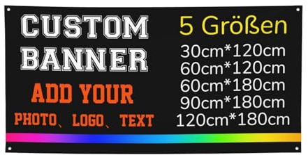 Personalisiertes Banner Selbst Gestalten für Innen- und Außenbereich mit Logo, Text, Foto - für Geburtstagsfeier, Abschlussfeier, Festivalveranstaltung