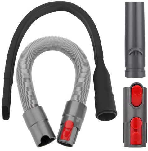 BUZIFU 4-Teiliges Set Staubsauger Zubehör für Dyson V7 V8 V10 V11 V12 V15 Staubsauger Schlauch Verlängerung + Flexible Fugendüse + Adapter Zubehör Ersatzschlauchanschluss Lange Flachdüse