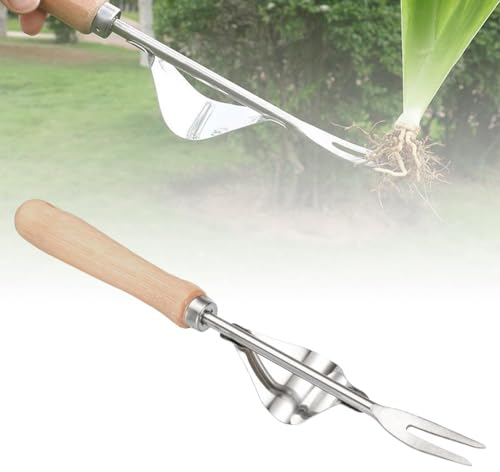 GeRRiT Handjätgerät für den Garten, 2024 Neu Unkrautstecher Edelstahl, Wurzeljäter mit Holzgriff, Mfür Gärtner Gärtnerinnen, Jäten, Lösen (1PC)