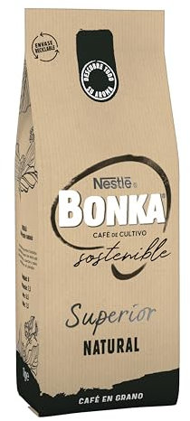Bonka cafe en grano tostado natural superior, Ideal para maquina de cafe Espresso - 1 paquete x 1 kg