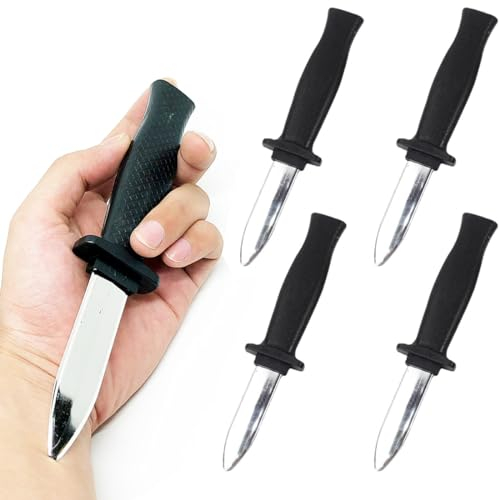 REC 4 PCS Coltelli da Pugnale a Scomparsa,Coltello Finto,Coltello Giocattolo,Scherzo Giocattolo,in Plastica Coltellini Finti con Lame Retrattili Giocattoli a Scatto Magici per Scherzi Trucchi Giochi
