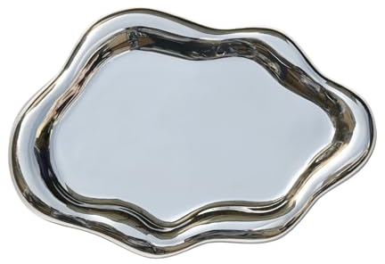 YoHyien Bandeja Joyas en Forma de Nube, Bandeja para Joyas de Cerámica, Cuenco Decorativo Llaves, Bandeja para Cosméticos, Perfume, Bandeja para Anillos, Collares, Pulseras (Plateado)
