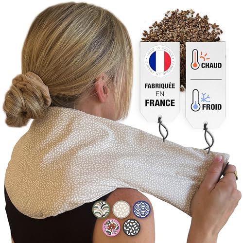 Chill&Rest - Cuscino termico microonde - cuscino cervicale riscaldante - heating pad - cervicale collo rimedi - cuscino microonde - semi di lino - cuscino riscaldabile - Beige - La Naturelle