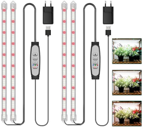 COKOLILA confezione da 2 * 2 barre Lampada per piante strip LED, Spettro completo con 240 LED, luce per piante con timer on/off, 6/12/18H, 5 livelli di luminosità, 3 modalità, Luci Piante