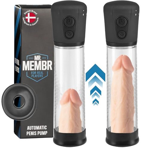 Mr. Membr Penispumpe für Penisvergrößerung - Vakuumpumpe für den Mann - Sexspielzeug Penis Pumpe mit 3 Intensitäten - Penispumpe Elektrisch Penis Enlarger - Penis Enlargement Vacuum Pump Sex