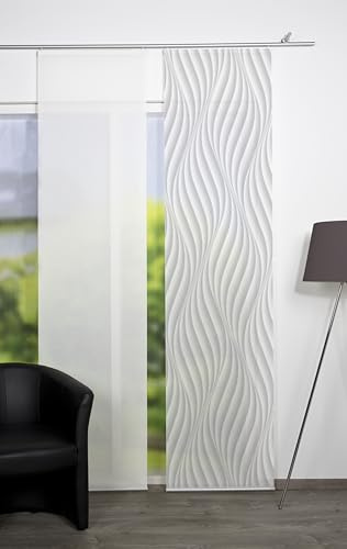Vision S Tenda a pannello semitrasparente, effetto bambù, stampa digitale, pagine tagliate al laser, colore: grigio, dimensioni: 245 x 60 cm, numero: 1 x