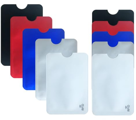 VYNZOR 10 Pezzi Custodie per Carte di Credito con Protezione RFID, Schermatura contro Frodi Elettroniche per Carte di Credito, Debito e Identità,Sottile e Leggero per Viaggi,Sicuro per Donne e Uomini