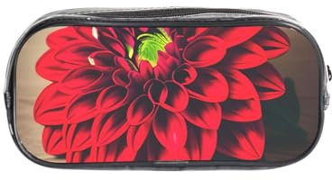Unkhtt träskiva retro blomma röd dahlia-tryck klart pennfodral för barn studenter pojkar flickor transparent skrivbordsorganisatör