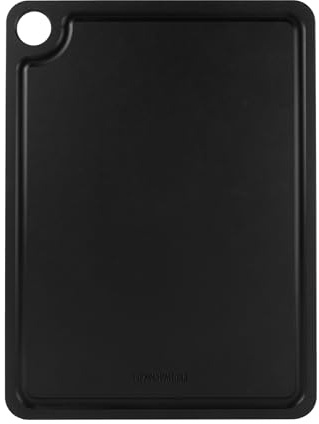 Rockingham Forge Tabla de Cortar de Fibra de Madera con Ranura, Negra 37x27,5x0,6cm, Resistente al Calor, Apta para Lavavajillas, Higiénicas, Tabla de Trinchar de Madera con Recipiente para Jugos