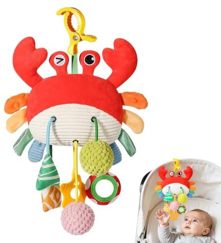 bukolico Barnvagnsleksak, barnsäng och babystol för bita, greppa och producera ljud, bedårande djurdesign, sensorisk utforskningsobjekt, för småbarn från 0–18 månader