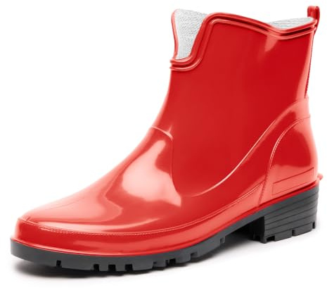Ladeheid Stivaletti Donna in Gomma PVC Stivaletti Impermeabili da Donna Stivali Corti Eleganti in Gomma per la Pioggia per la Primavera e l'Autunno LA-930