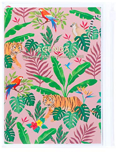 MARK'S 2021/2022 Taschenkalender A6 vertikal, Storage it, Jungle, Pink: Von September 2021 bis Dezember 2022