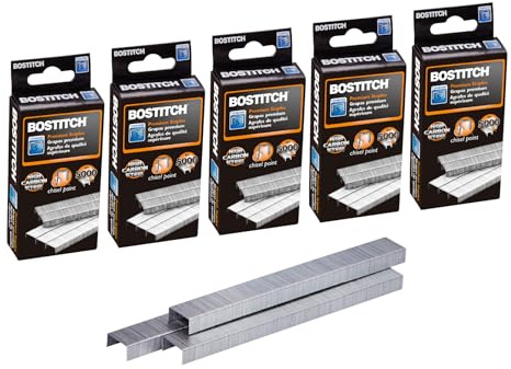 Bostitch Office Premium Standard Staples, 1/4 Length, High-Carbon Steel, 5000 Per Box, 5-Pack